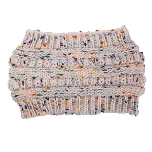 Berretto coda di cavallo in maglia colorata inverno caldo a righe lana fascia accessorio