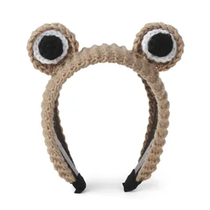 Cute Plush Cartoon Big Eyes Crochet Headband For Women Kids Performance Animal Face Wash Soft Yarn Knit Hair Band Hair Accessories