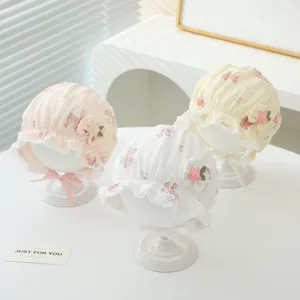 Cute baby bonnet infant lace princess hat spring autumn cotton newborn head cover cap