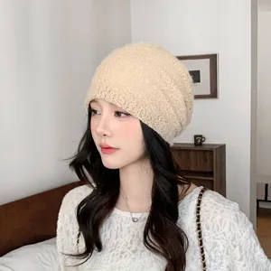Femme dentelle bonnet slouchy décontracté tricot bonnet de nuit élégant automne hiver beige
