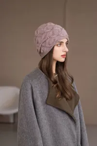 Chic autunno inverno berretto lavorato a maglia morbido donna caldo copricapo antivento