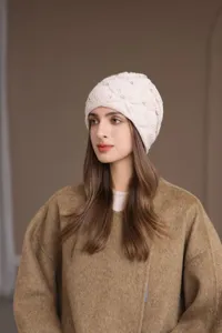 Autunno inverno berretto in maglia slouchy antivento donna caldo cappello strass moda