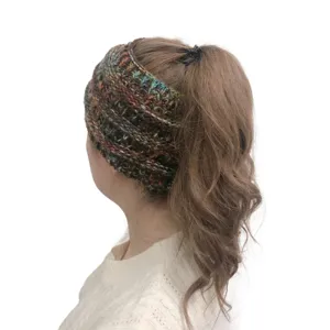 Gebreide kleurrijke paardenstaart hoofdband winter warme wol haarband mode haaraccessoire