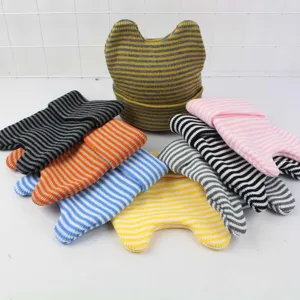 Cute striped cat ear baby knit hat infant winter warm beanie toddler caps for kids