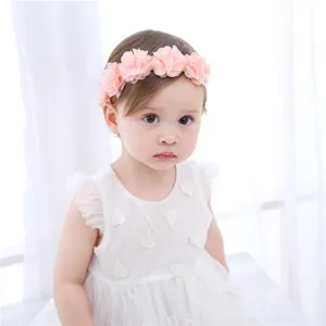 Cute baby pink flower headband infant hair accessories photography props sweet toddler hair hoop