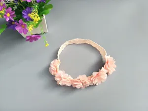 Cute infant flower headband soft lace baby hair band pink floral photo prop accessory