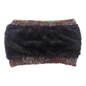 Gezellige gebreide winterhoofdband met imitatiebont, warme elastische oorbeschermer dames.