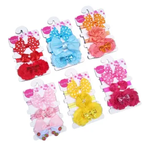 Joli ensemble de bandeau à nœud pour bébé, 3 pièces, accessoires cheveux enfant photo