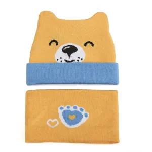 Infant baby knitted hat and scarf set winter toddler cute animal ears warm beanie cap 0-2y