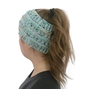 Donna Inverno Lavorato a Maglia Fascia Coda di Cavallo Caldo Uncinetto Capelli Accessori