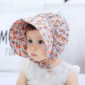 Baby girl floral sun hat cute infant spring autumn bonnet toddler outdoor sun protection cap