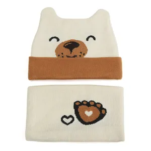 Infant Knitted Hat Scarf Set Winter Warm Puppy Animal Ear Beanie For Baby Boys Girls 0-2 Years Old Acrylic Knit Hat Scarf Suit
