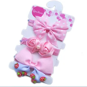 Joli ensemble de bandeau bébé 3 pcs nœud mignon accessoires cheveux photographie
