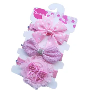 Joli lot de 3 bandeau nœud bébé, accessoires cheveux roses pour filles et nourrissons tous les jours.