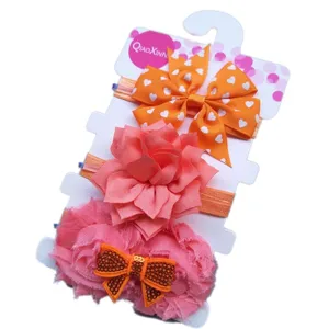 Joli ensemble de bandeau pour bébé avec nœuds et fleurs pour accessoires photo nourrisson.