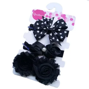Joli bandeau cheveux noir bébé nœud fleur ensemble accessoire photo mignon accessoire