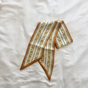 Écharpe en soie étroite élégante pour femmes, ruban de sac chic et accessoire de cheveux.