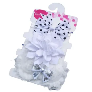 Ensemble bandeau bébé nœud accessoires cheveux fleur blanche mignons accessoires photo