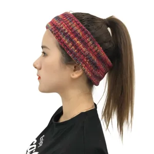 Πλεκτό headband αλογοουρά φθινόπωρο χειμώνας ζεστό μαλλί μαλλιών πολύχρωμο στυλ μόδα.
