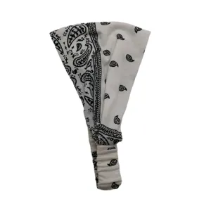 Fascia per capelli con stampa cachemire in bianco e nero, tessuto traspirante donna.