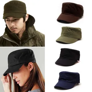 Herren Baumwolle Flat Top Kappe Militär Hut Sommer Sonnenschutz Lässig Verstellbar Outdoor Sport Visier Kadett Kappe