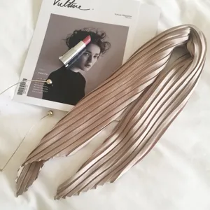 Pleated skinny scarf silk feel elegant neckerchief chic women spring autumn decorative ribbon tie accessory