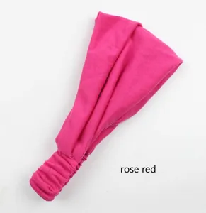 Solid color elastic pleated headband for women, soft yoga hair band, daily wear hair accessory.