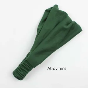 Dark green solid color women's elastic pleated headband, perfect for daily yoga and washing.