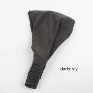 Solid Color Elastic Pleated Headband Women Yoga Sports Hair Band Dark Gray Details View