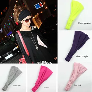 Women Solid Color Elastic Pleated Headband Casual Yoga Sports Hair Band Daily Wash Face Hair Accessories