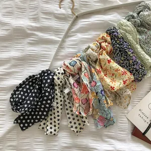 Damen Mode floral Pünktchen Seidenschal Taschenband stilvolles kleines Halstuch Accessoire