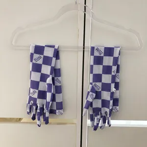 Gants de protection solaire d'été à carreaux violets et doigts pour femmes style chic