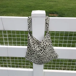 Leopardenmuster Canvas Umhängetasche, lässige Stofftasche für Damen im Alltag outdoor.