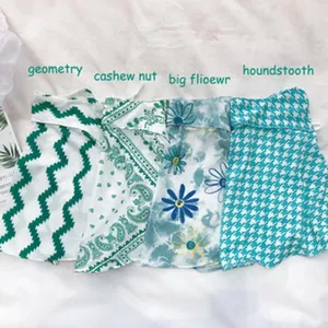 Women's printed casual mini skirts set, trendy geometric and floral patterns.