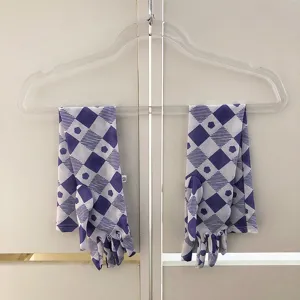 Manches de protection solaire a carreaux violet gants de soie glacee elegants ete