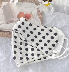 Summer ice silk sun protection face mask, classic black and white polka dot detail design.