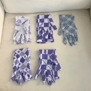 Gants de protection solaire sans doigts d'été élégants manches violettes et mignonnes