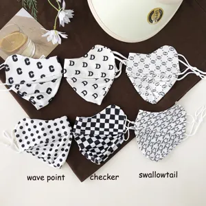 Summer full face ice silk sun protection mask black and white letter print riding outdoor uv mask