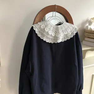 Versatile hollow-out lace embroidered detachable doll collar fake collar with sweatshirt.