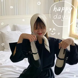 Women fashion imitation silk square headscarf 70cm elegant neckerchief for daily wear