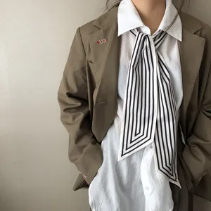 Französischer schwarz-weißer Streifen Halstuch modische Damen vielseitige elegante Haarschleife
