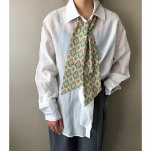 Vintage retro floraler Druck Band Halstuch, elegante Damen Mode Bekleidung Zubehör.