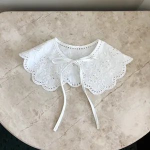 Weißer spitzen falscher kragen abnehmbar blumen bestickt vintage hemd zubehör für frauen