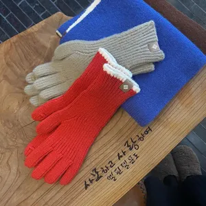 Cozy knit gloves and scarf set, soft winter warm touch screen gloves for couples.