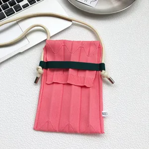 Koreanischer Stil Mini Strick Handy Tasche Kanten Schulter Umhängetasche für Damen und Herren