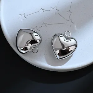 DIY Grande Ciondolo Cuore Argentato in Ottone Placcato Accessori per Gioielli Minimal