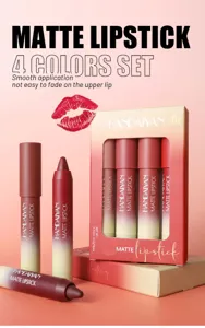 Set di rossetti opachi professionali HANDAIYAN in 4 colori waterproof e a lunga durata