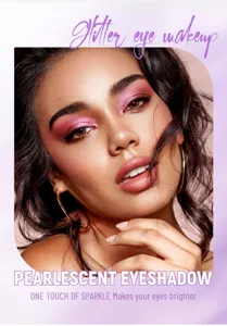 Detailed close-up of glittering pink eyeshadow makeup look with fine shimmer effect.