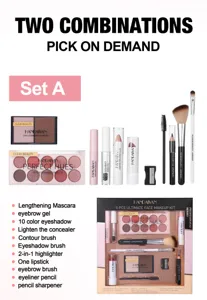 HANDAIYAN 11 pcs makeup set cosmetic kit with eyeshadow mascara lipstick and brushes.