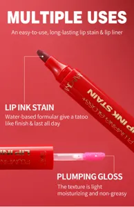 Encre à lèvres double embout et gloss repulpant, maquillage longue tenue et résistant